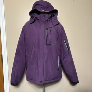 Suokeni Waterproof Ski Snow Jacket Purple Hooded Winter Coat Womens XL Outdoor